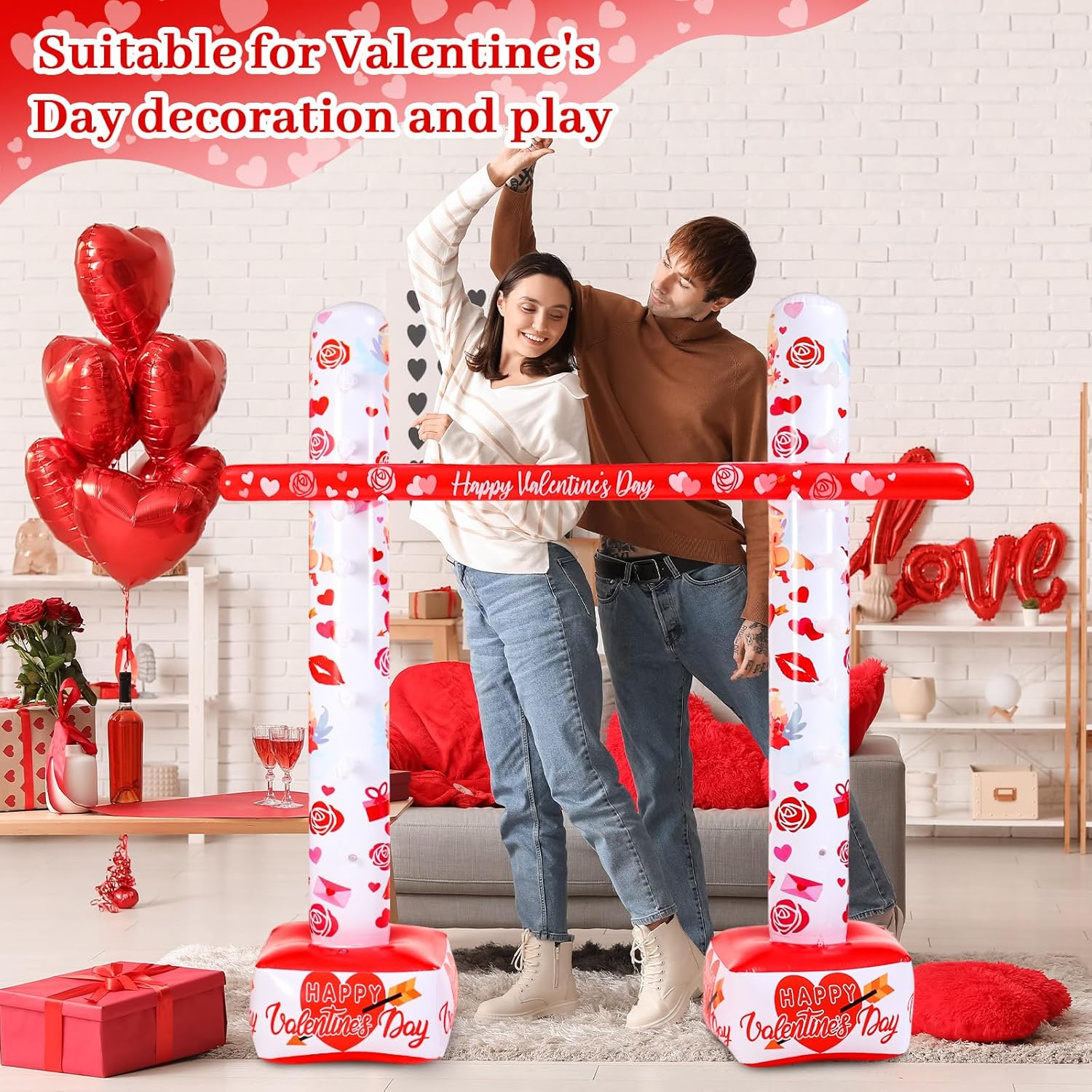 2 Pcs Valentines Inflatable Limbo Game For Adults 59 Inch Party Games Engage Your Guests Easy Setup For Family Indoor Outdoor Picnic Valentine Holiday Party Supplies