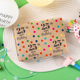 25Th Wrapping Paper - Mini Roll, 17 Inches X 16.4 Feet, Kraft Paper Colorful Dots And 25Th Happy Birthday Design For Boys, Girls, Party, 25 Years Old