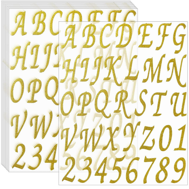 360 Pieces 10 Sheets Glitter Alphabet Letter Stickers,Self Adhesive Letters(Go