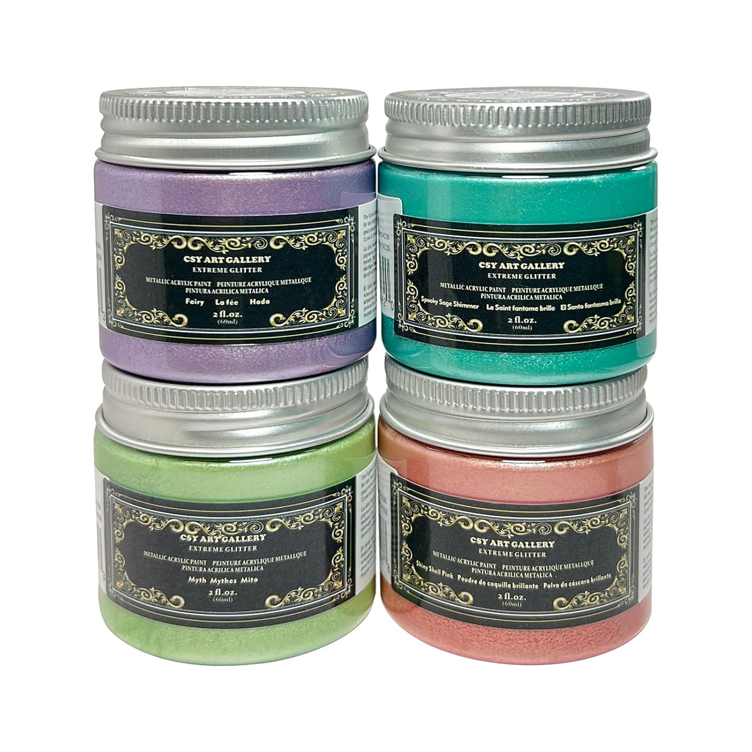 Metallic Acrylic Paint Set Super Shiny Pearl Painting Canvas Wood Ceramic Crafts Art Paints (Sparks Fantasy)