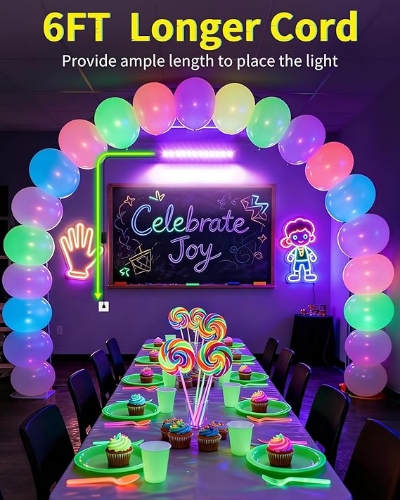 4 Pack 45W LED Black Light Bar UV Flood Light with Switch for Glow Party Halloween Neon Decor