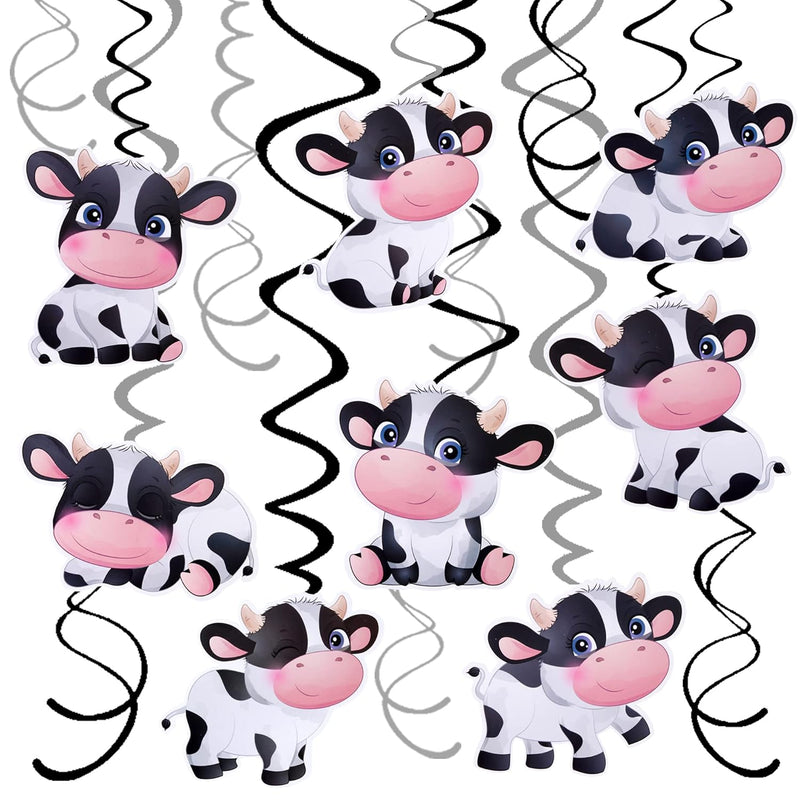 15Pcs Cow Birthday Party Decoration Cow Hanging Swirls For Farm Animal