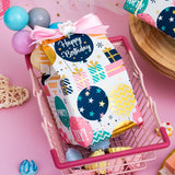 Birthday Wrapping Paper Roll - Cute Colorful Balloon With Gold Foil Metallic Shine Gift Wrap Paper For Birthday, Baby Shower, Party - Mini Roll - 17 Inch X 33 Feet