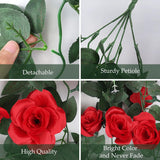 Hanging Flowers Artificial Plants 2Pcs 3.3Ft Rose Vine Flower For Home Room Garden Wedding Indoor Outdoor Decoration Valentine Rose Decor Gift (Red)
