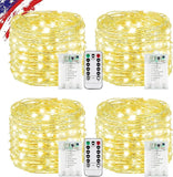 4 Pack Battery Operated Fairy Lights 80FT 240 LED Warm White String Lights with Remote Timer 8 Modes Waterproof for Bedroom Wedding Decor