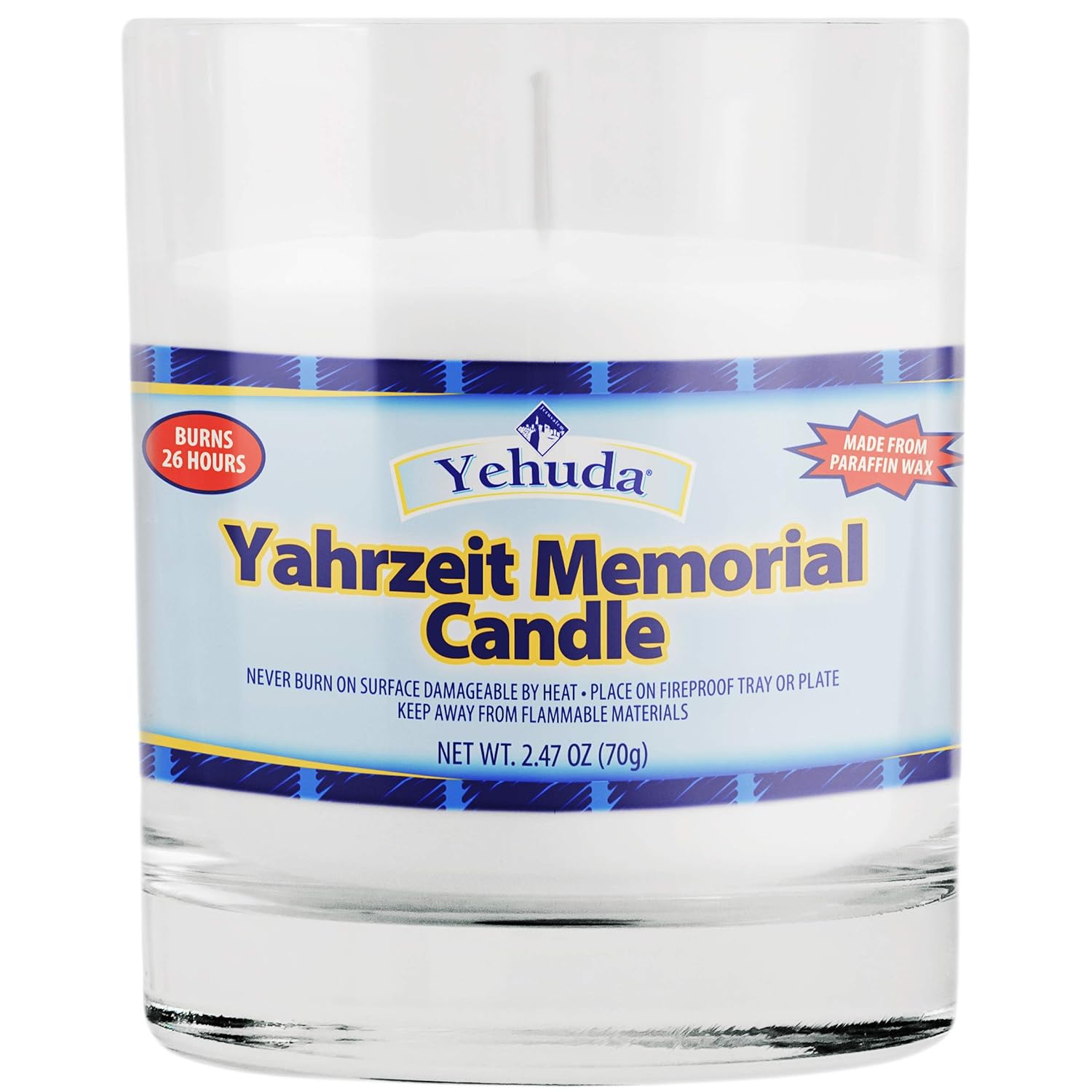 , Yahrzeit Memorial Candle, Glass Tumbler (24 Pack) 24 Hour Candles | Yom Kippur Candles | Perfect For Blackouts, Storms & Hurricanes