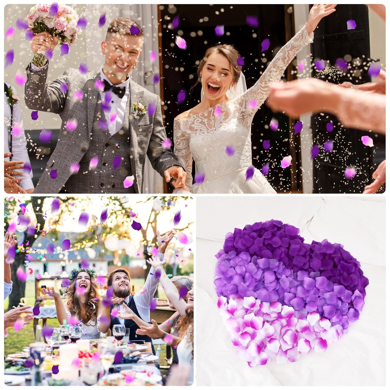 3000 Pcs Rose Petals, Rose Petals For Wedding, Artificial Flower Petals (Purple)