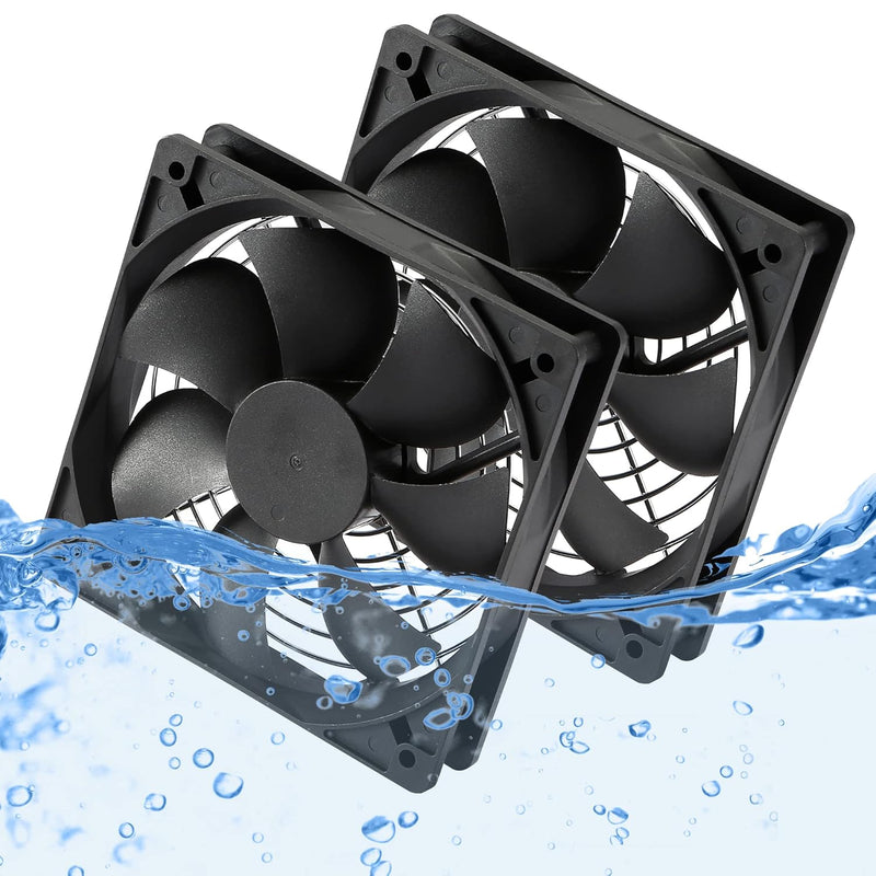 12V Dc Ip67 Waterproof Fan 120Mmx25Mm 4.72Inch 2-Pack High Speed 12 Volt Dual