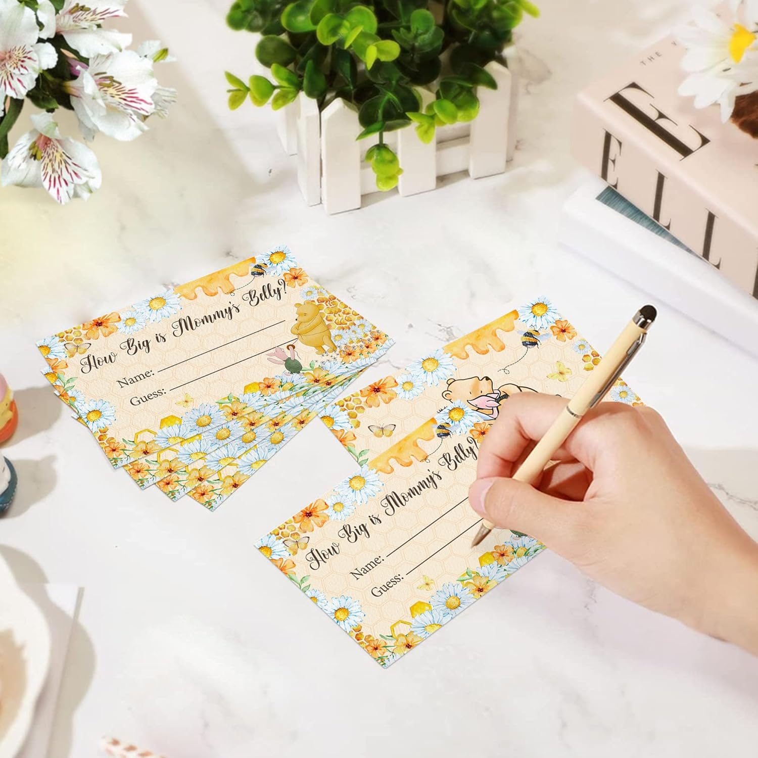 How Big Is Mommy'S Belly Game, Winnie Baby Shower Games, Baby Shower Game With Box And 50 Guessing Cards, Gender Reveal Party Favor, Baby Shower Honey Decorations For Newborn