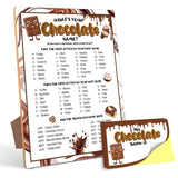 Chocolate Party Decor, What Is Your Chocolate Name Game,30 Stickers, Perfect For Birthday Party Activities 6×8 Wooden Play Sign With Stand