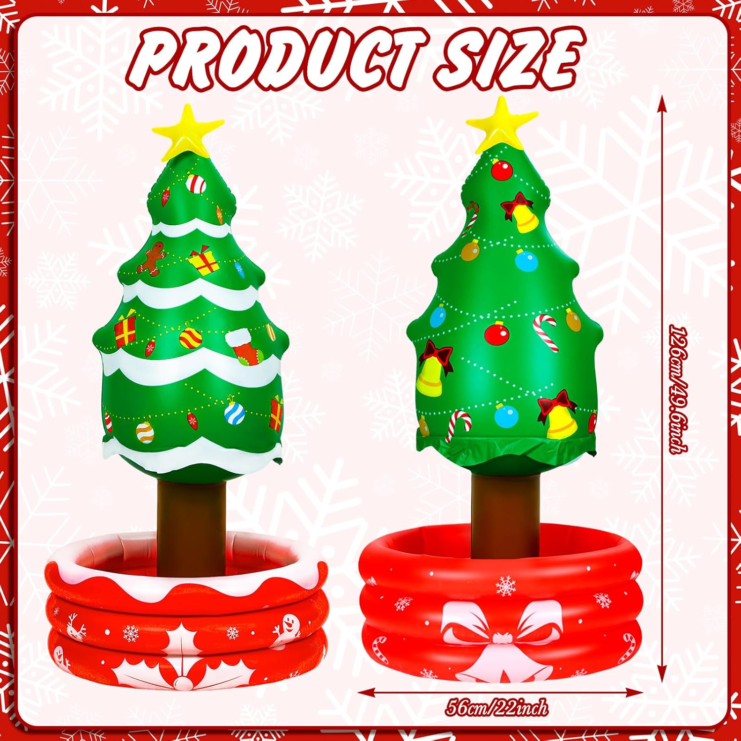 2 Pcs 4.13 Ft Inflatable Christmas Tree Cooler Blow Up Christmas Tree Decoration Star Treetop Hot Cocoa Mug Drink Cooler