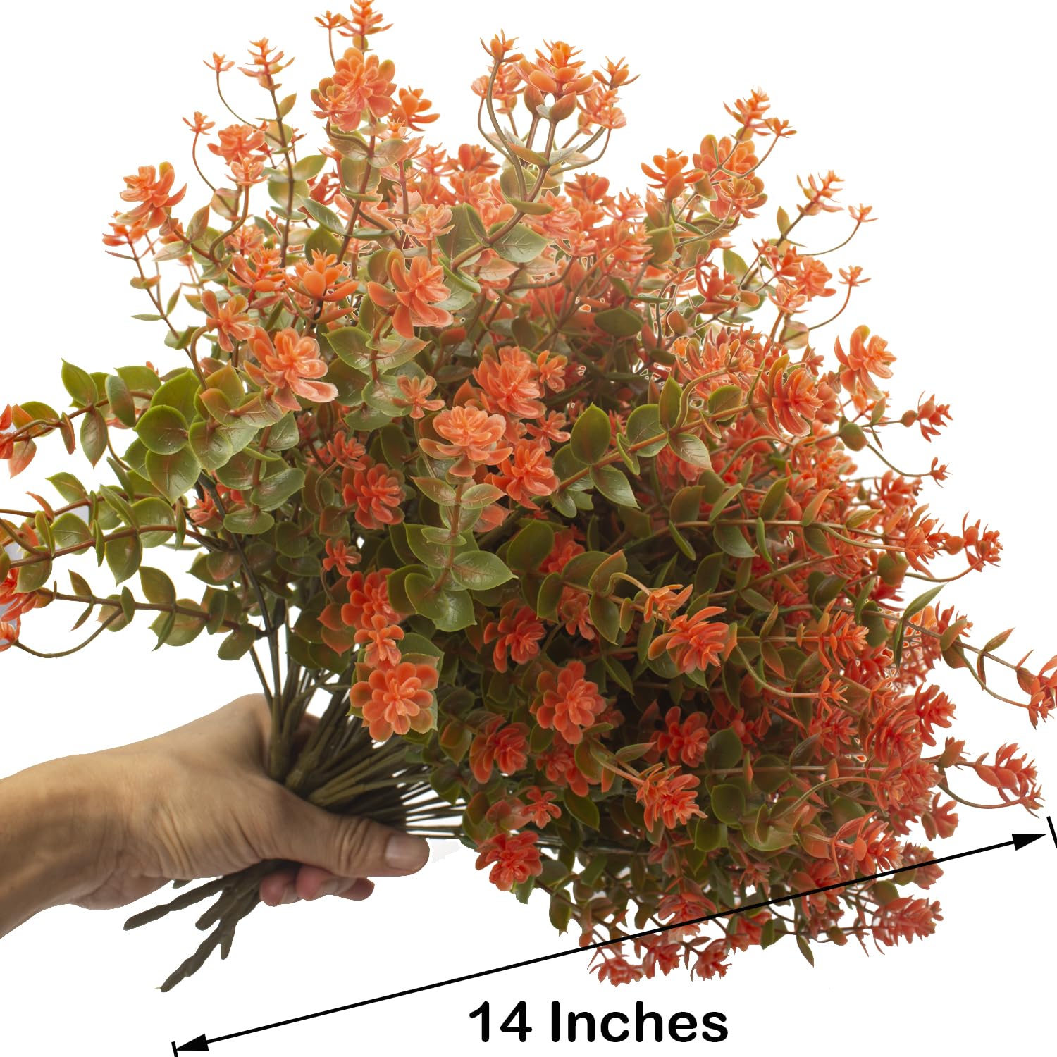 12 Bundles Artificial Fall Flowers For Outdoors, Artificial Plants Uv Resistant Fall Fake Mums Plants For Outside Halloween Christmas Porch Decoration Ecorations (Fall Red)