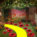 Artificial Red Poppy Flowers Memorial Day Large Poppies Fake Flowers For Halloween Birthday Carnival Back To School Party Backdrop(6,8,12 Inches,30 Pcs)