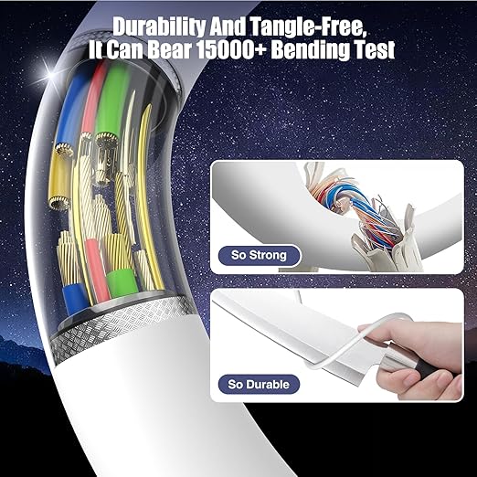3 Pack 60W USB C to USB C Fast Charging Cable Set 3.3FT 6.6FT 10FT for iPhone 17 16 15 MacBook iPad Samsung