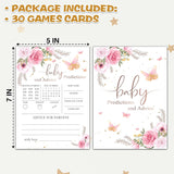 Butterfly Baby Shower Game, Baby Predictions And Advice Cards Party Game, Blush Pink Floral Theme Gender Reveal Party Games, Baby Shower Party Activities & Decorations -30 Game Cards(01)