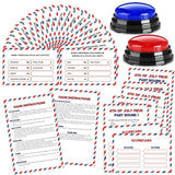 4Th Of July Friendly Feud Game With 2 Answer Buzzers, Independence Day Feud Cards For Family Game Night Fun Trivia Quiz For Party Office Class Groups Team Building (Red White Blue, Patriotic)