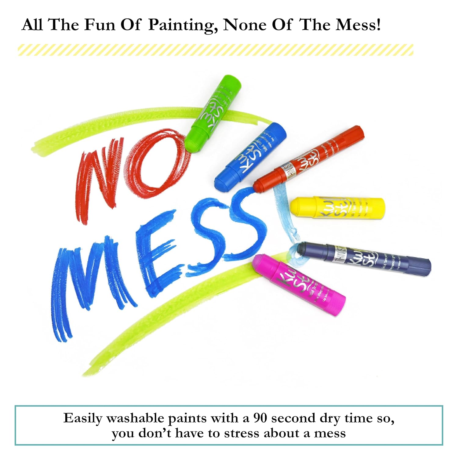 Solid Tempera Paints, Thin Stix Paint Pens, Super Quick Drying, 6 Neon, 6 Metalix & 12 Classic Vibrant Colors - 24 Pack - Tpg-620