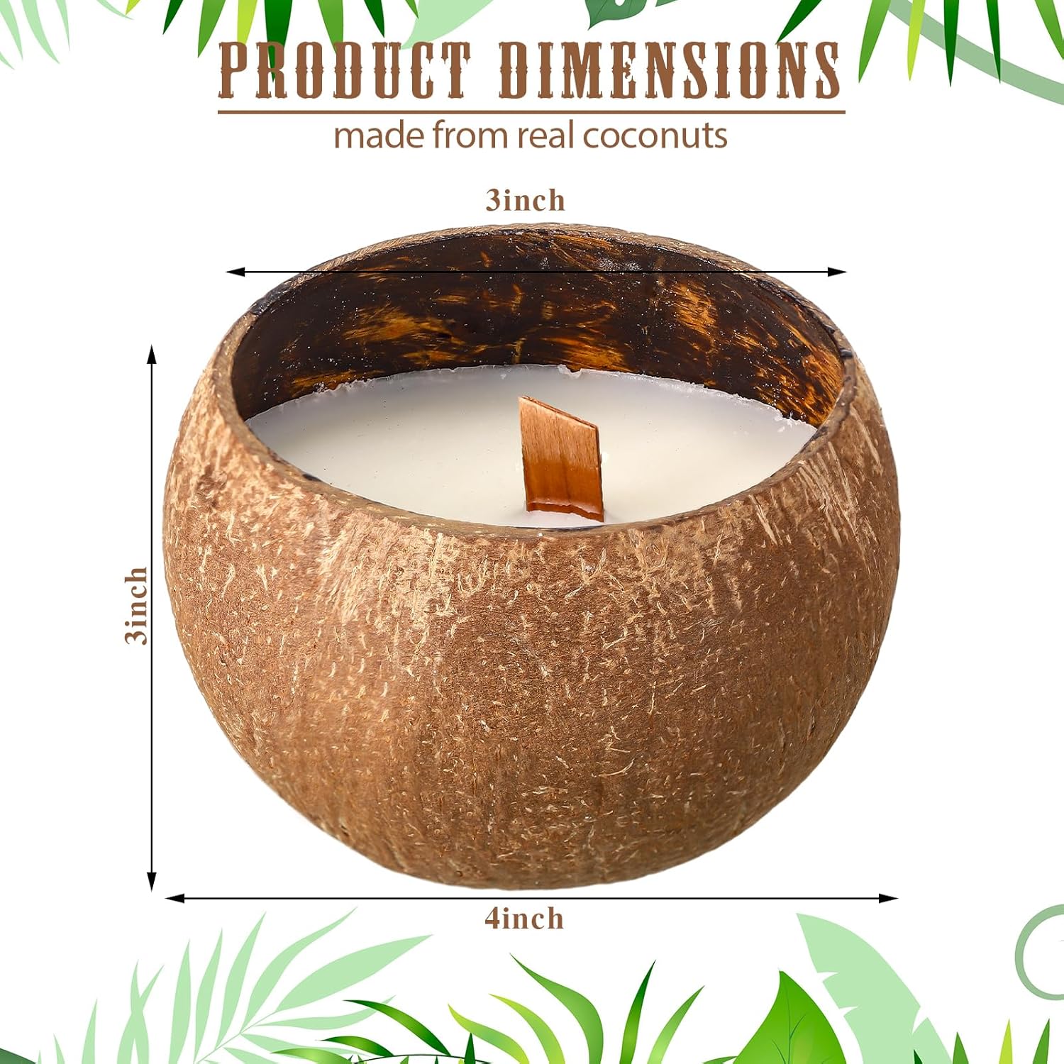 2 Pcs Coconut Candle Coconut Shell Candle Beach Candles Friendly Christmas Gift Hawaii Tropical Decor With Natural Coconut Shell For Home Room Decor, 3.94 X 2.76 Inch(Lavender Flavor)