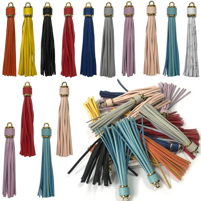 20Pcs Colorful Pu Tassels Faux Leather Tassel Suede Leather Tassel Pendants De