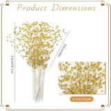 50Pcs Gold 4Mm Pearls String Beaded Bouquet Spray Sticks Beaded Stick Bride Wedding Pearl Bouquet For Party Decoration, Christmas Decorations Bridal Wedding Party Table Decorations
