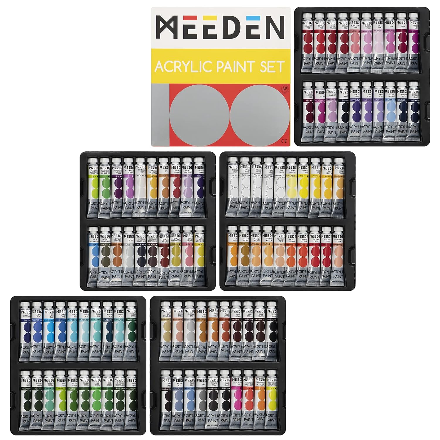 Heavy Body Acrylic Paint Sets, 100 Colors Art Paint Tubes For Canvas Wood Fabric Painting, Non-Toxic 0.41 Fl Oz /12Ml Acrylic Paints For Adults, Beginners, Students Crafts Painting
