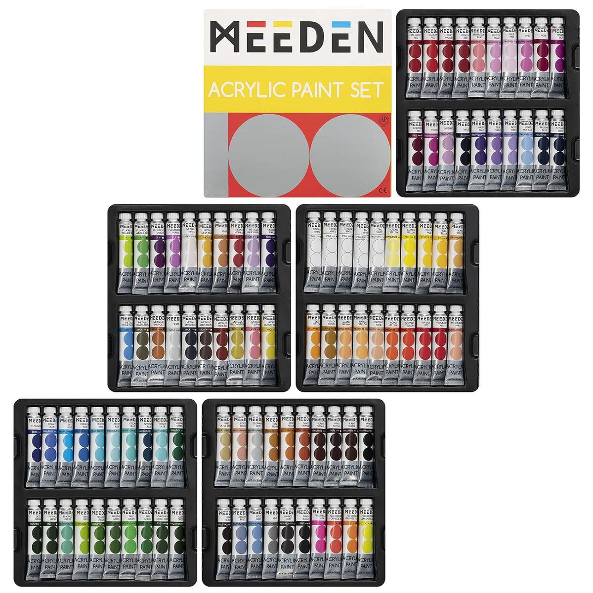 Heavy Body Acrylic Paint Sets, 100 Colors Art Paint Tubes For Canvas Wood Fabric Painting, Non-Toxic 0.41 Fl Oz /12Ml Acrylic Paints For Adults, Beginners, Students Crafts Painting