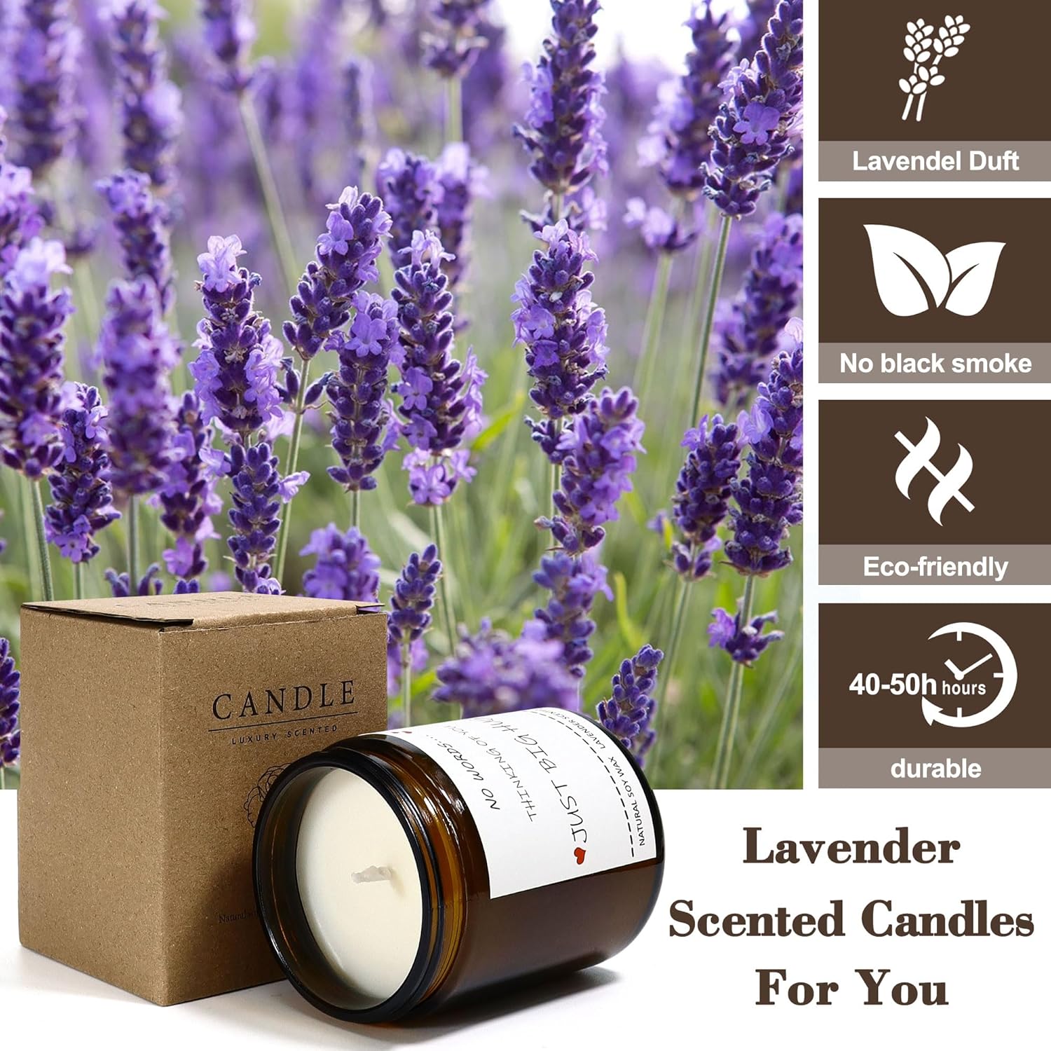 Sympathy Gifts For Loss Of Loved One, No Words Just Hugs Candle?9Oz Lavender Scented Bereavement Candle Gift, Memorial, Grief, Thinking Of You Gift For Women Men