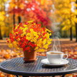 Artificial Flowers Outdoor Fall Decor - 12 Pcs Uv Resistant Fade Proof Fake Plants For Garden Porch, Thanksgiving Autumn Decorations, Waterproof For All Weather