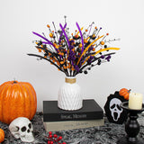 6 Pcs Halloween Flowers Artificial 17 Inches Black Halloween Stems With Berry Branch Gothic Floral Picks For Vase Flower Arrangement Home Party Thanksgiving Harvest Decor