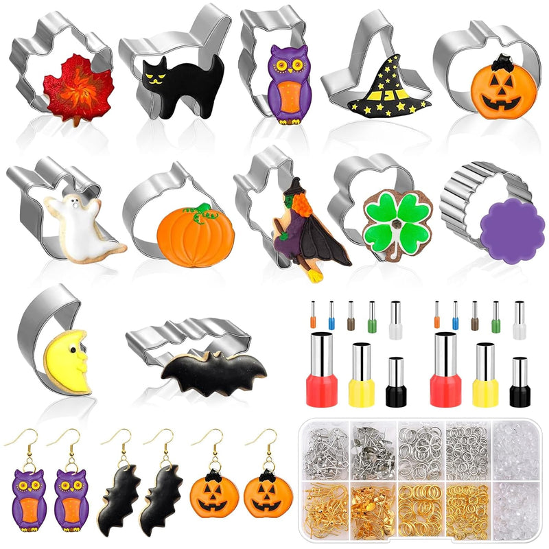 Polymer Clay Cutters For Halloween Earrings Making, 12 Shapes Hallowee