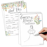 20 Floral Hilarious Bridal Shower Games For 20 Guests - Couples Wedding Shower Games, Guess The Dress Bridal Shower Game Set, Advice Cards For Bridal Shower Mad Libs