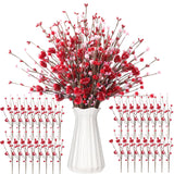 36 Pcs Valentine'S Day Decorations Valentine'S Day Berry Picks 17 Inch Artificial Red Heart Shaped Berry Picks With Red Pink Berries Floral Stems For Weddings Anniversaries Birthday Parties