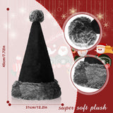 2 Pack Black Santa Hat - Soft Plush Xmas Hat For Black Christmas Theme New Year Festive Holiday Party Supplies