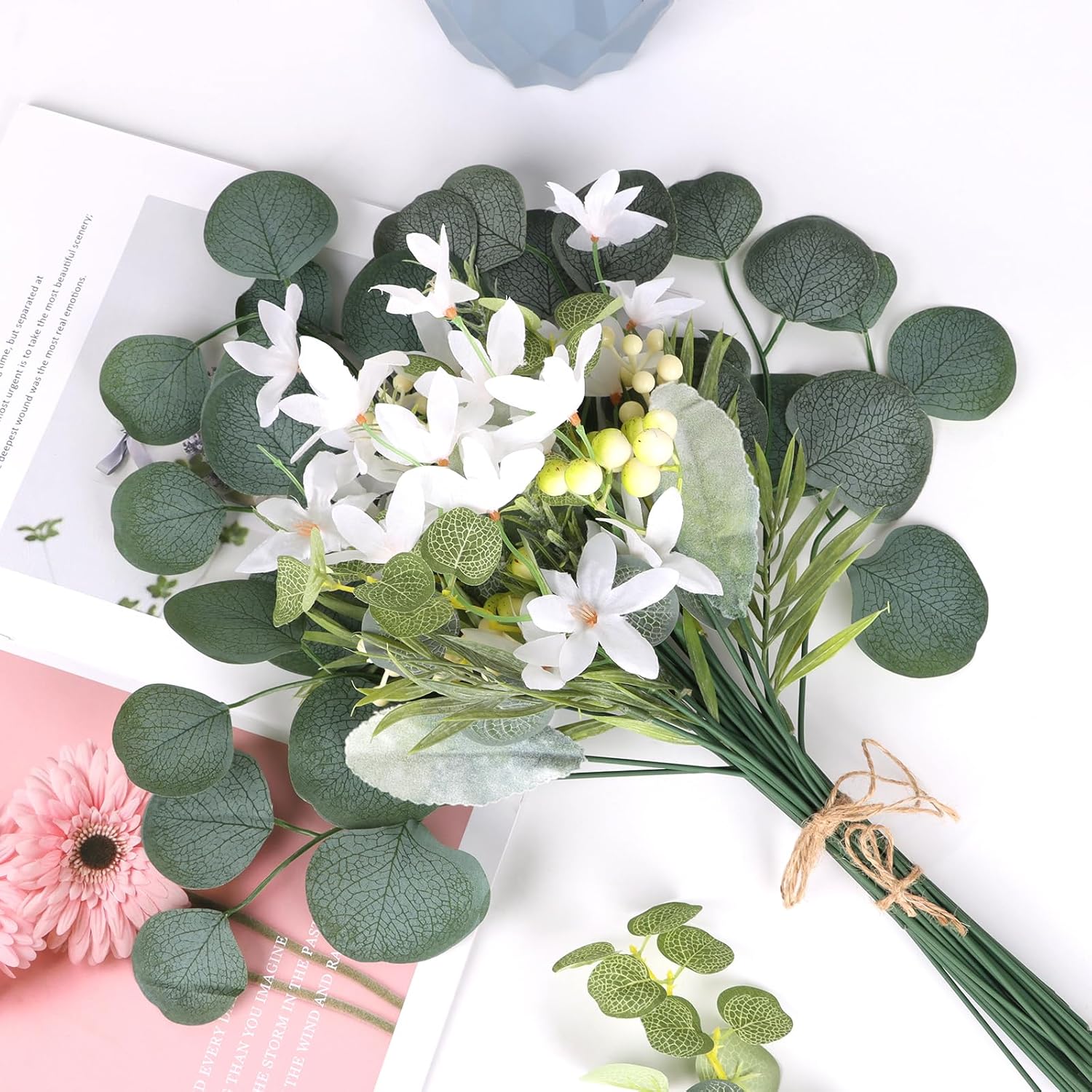 75Pcs Artificial Greenery Stems Box Set, Faux Flowers Bouquet With Stems Fake Plants For Diy Wedding Bouquet Floral Arrangement Spring Home Table Decoration