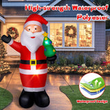 8Ft Christmas Inflatable Santa Outdoor Decoration, Blow Up Santa Claus Holding Xmas Tree Yard Decoration Built-In Led Li