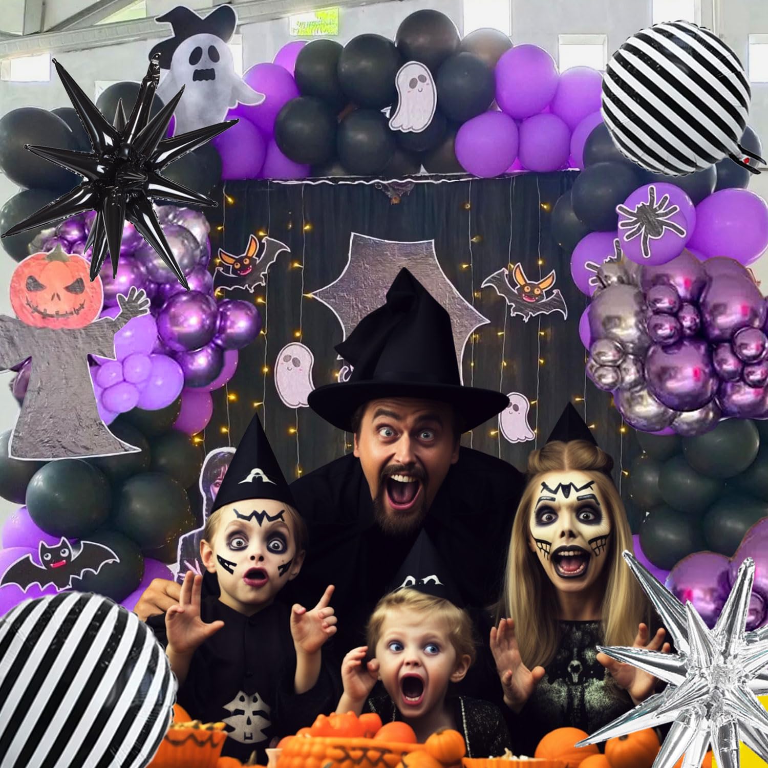 Black Purple Silver Balloon Garland Kit Gothic Purple Balloon Arch For Nightmare Vampirina Party Decorations Backdrop Halloween Christmas Gothic Birthday Party Supplies Lavender Decor