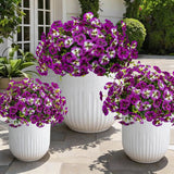 12 Piece Outdoor Artificial Flowers Fake Pansies -Two-Tone Faux Flowers Per Stem, Uv Resistant For Indoor Outdoor Porch Garden Planters Patio Window Box Home Decor(Light Purple Red Lotus)