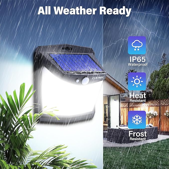 8 Pack 128 LED Solar Motion Lights 270° Wide Angle IP65 Waterproof Security Wall Lights