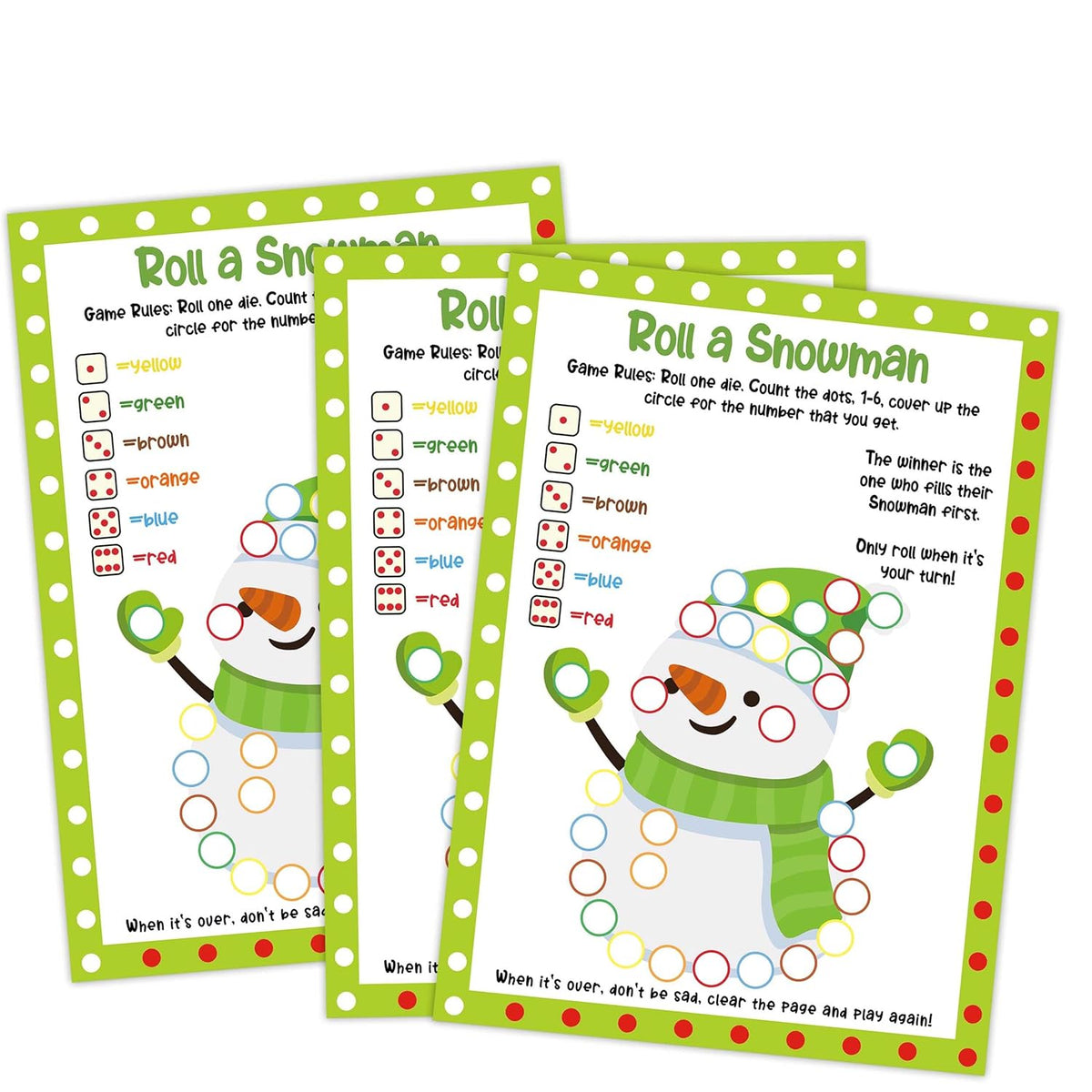 Roll A Snowman Game, Christmas Party Games And Decorations, Christmas Games For Adults And Large Groups-25 Players, Holiday Classroom Game, Winter Holiday Xmas Activities Family Party Game, 03