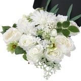 Artificial Flower Box Set For Diy Wedding Bridal Bouquet Centerpiece Arrangement Ceremony Party Baby Shower Home Decoration (Fake Faux Dahlia Peony Gardenia Daisy Rose Filler) (Pearl White)