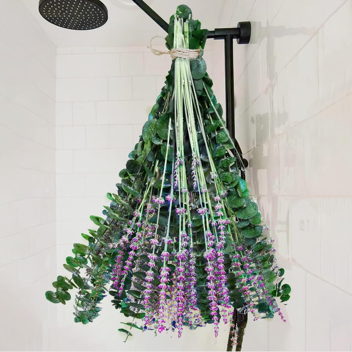 68 Pcs Dried Preserved Eucalyptus Stems & Lavender Flowers Bundles For Shower, 17'' Natural Real Live Eucalyptus Leaves Hanging Lavender Shower Plant, Fragrance, Decor