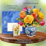 Pop Up Cards, Sorbet Roses, 12 Inch Life Sized Forever Flower Bouquet 3D Popup Greeting Card, Birthday Cards, Thank You Card, Blank Notecard & Envelope