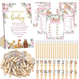 321 Pcs Woodland Animal Baby Shower Games Pink 5 Games Baby Shower Bingo Word Scramble Description And Well Wishes Price Is Right Guess Who Mom Or Daddy Don'T Say The Word Clothespin Pencil