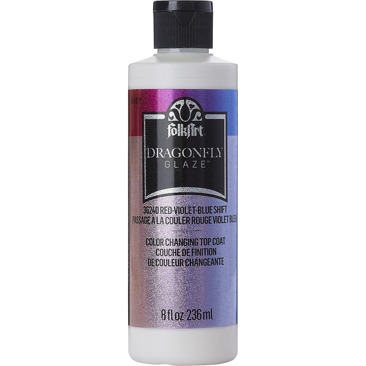 FolkArt, Red-Violet-Blue Shift Dragonfly Glaze Assorted 8 fl oz Premium Acrylic Topcoat Paint, Perfect for Easy to Apply DIY Arts and Crafts, 36240