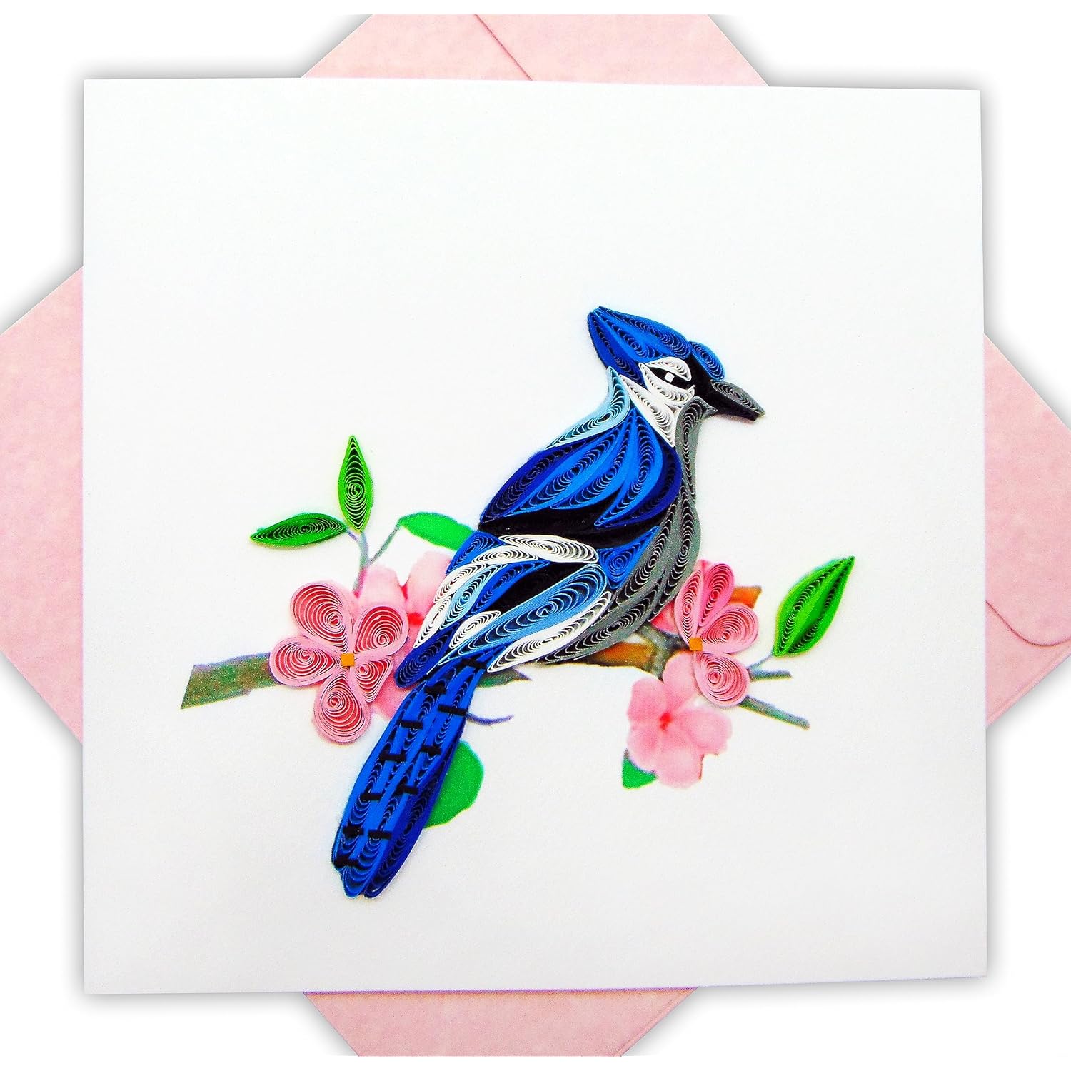Blue Jay, Quilling Card 3D,Unique Dedicated Handmade, Design Greeting Card For Birthday, Valentine'S Day, Mothers Day, Spring, Fathers Day, Graduation, Wedding, Anniversary, All Occasion,6"X6"