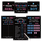 Baby Gender Reveal Party Supplies Kit, Photo Props Games Decorations,Boy Or Girl, Includes 3 Game Posters (11X17), 3 Signs (8X10), 1 Erasable Marker, 48 Blue And Pink Voting Stickers