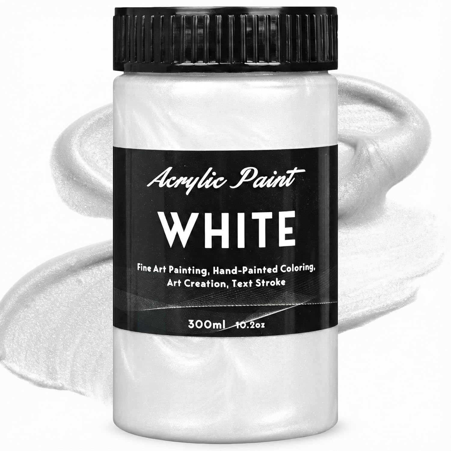 Pearlescent Acrylic Paint, 300Ml/10.2Oz Non Toxic Waterproof Metallic Pearl White Acrylic Paint For Crafts, Furniture, Wood, Clay, Canvas, Rocks, Metal, Plastic, Art Supplies
