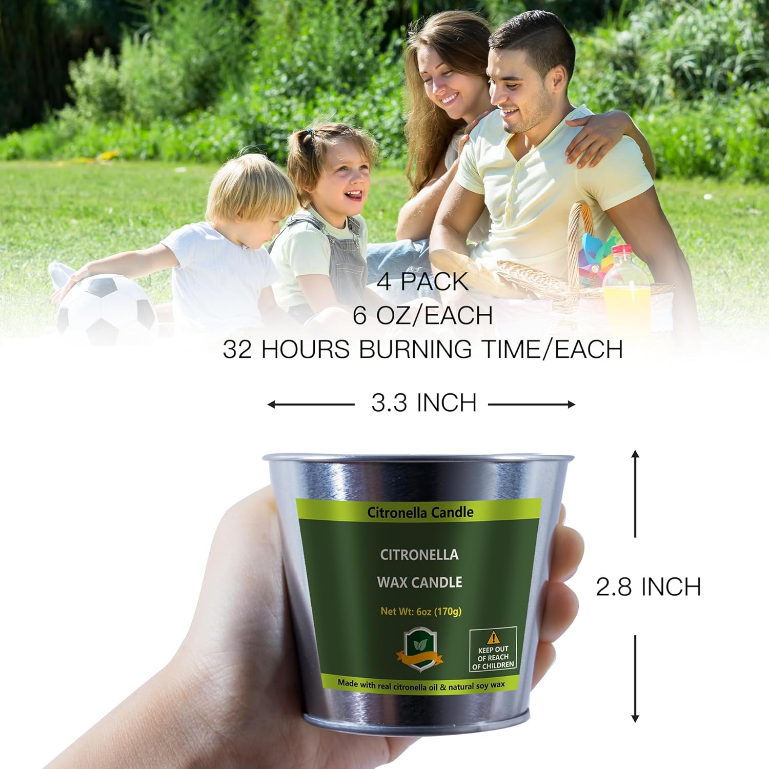Citronella Candles Outdoor Indoor 6 Oz 4 Pack 128 Hours Citronella Candle Set For Outside Party Patio Bbq Deck Garden Yard Camping