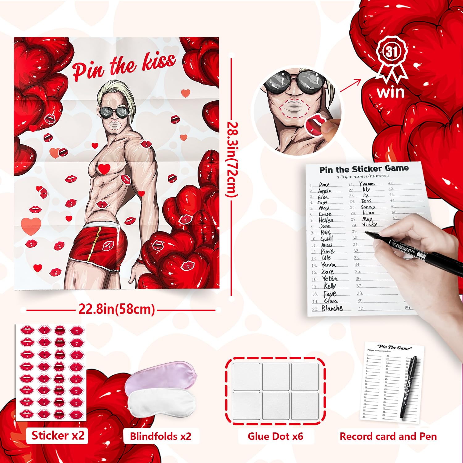 Bridal Shower Bachelorette Party Games, Pin Game For Bridal Shower Wedding Engagement Party Games Girls Night Bachelorette Party Decorations 32 Guests