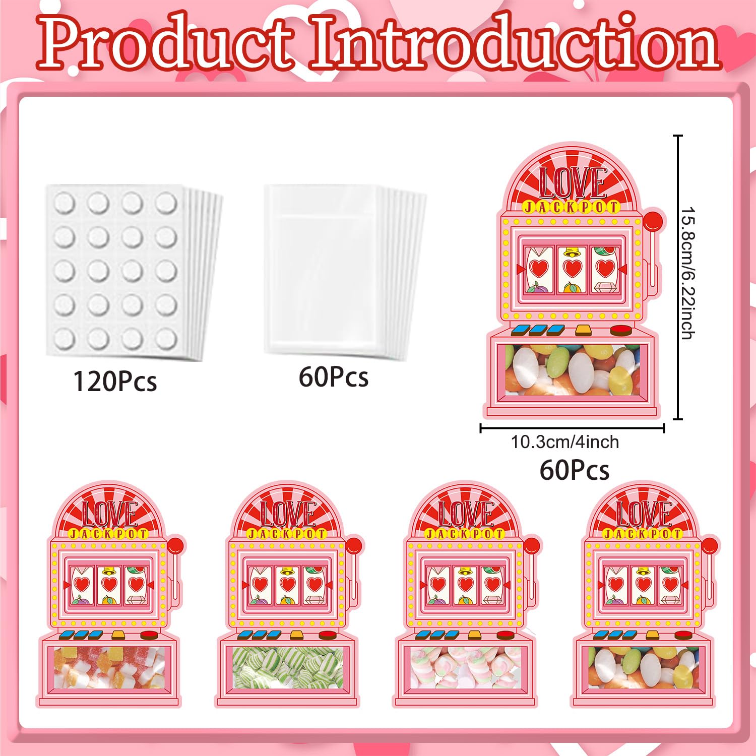Valentines Cards For Kids School Classroom, 60 Pack Diy Candy Valentine Day Cards Set Gifts For Girls Boys, Love Jackpot Valentine'S Exchange Card Bulk For Kids (Candy Not Included)